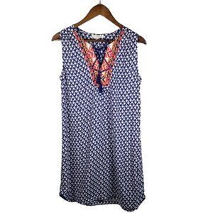 Beach Lunch Lounge Womens Embroidered Sleeveless Dress Small Southwestern Casual